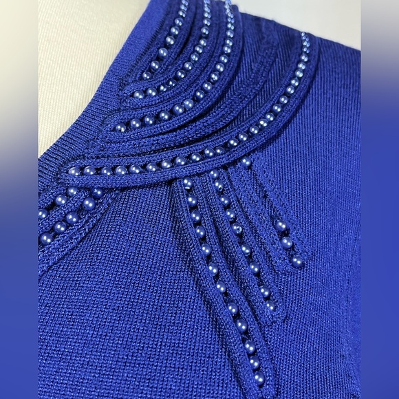 Tribal NWT Royal blue beaded v-neck sweater Size Small -Retails @ $93 - Picture 5 of 9